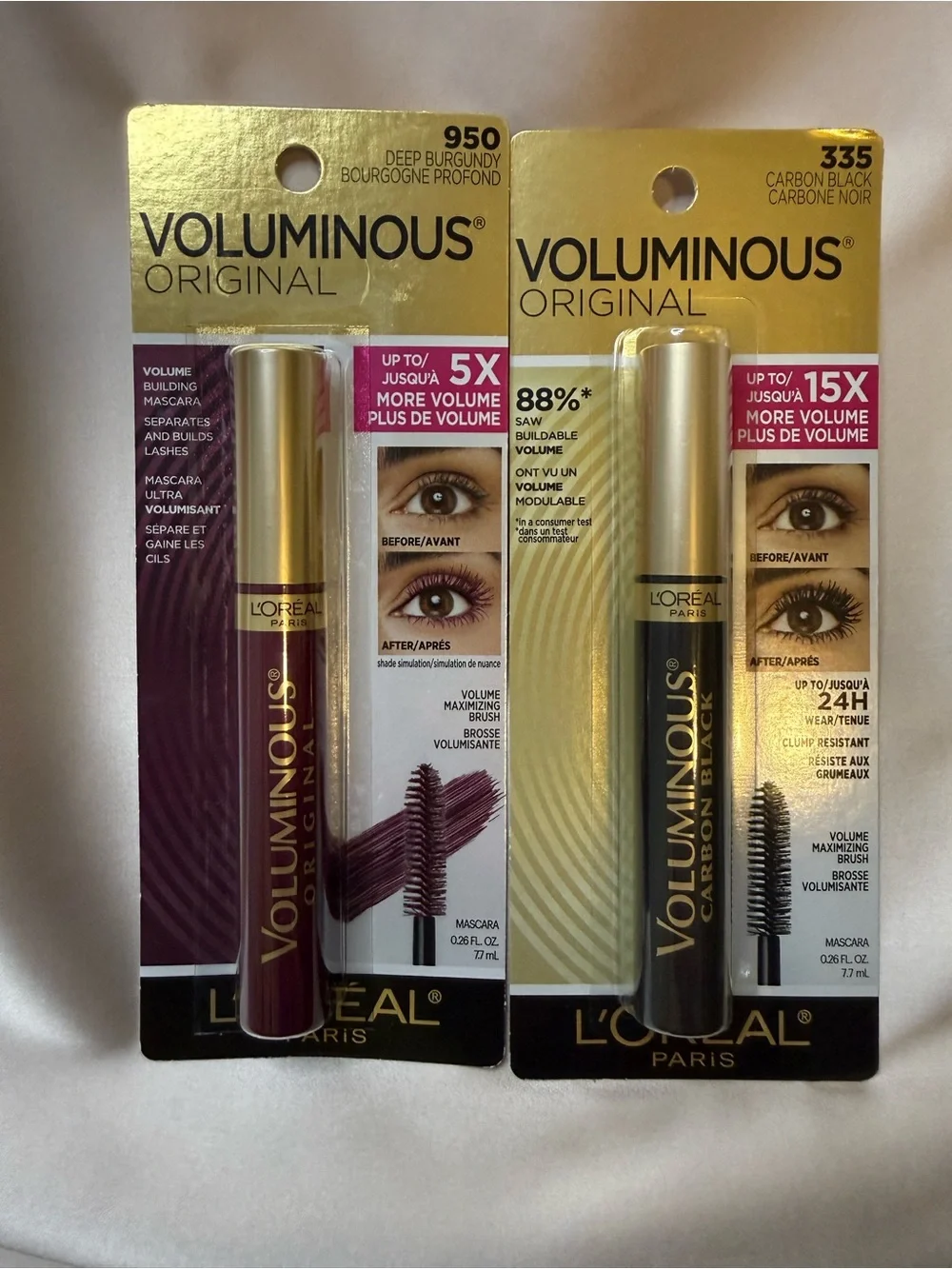 Bundle of 2 L'Oréal Voluminous Original Mascara - Deep Burgundy & Carbon Black
